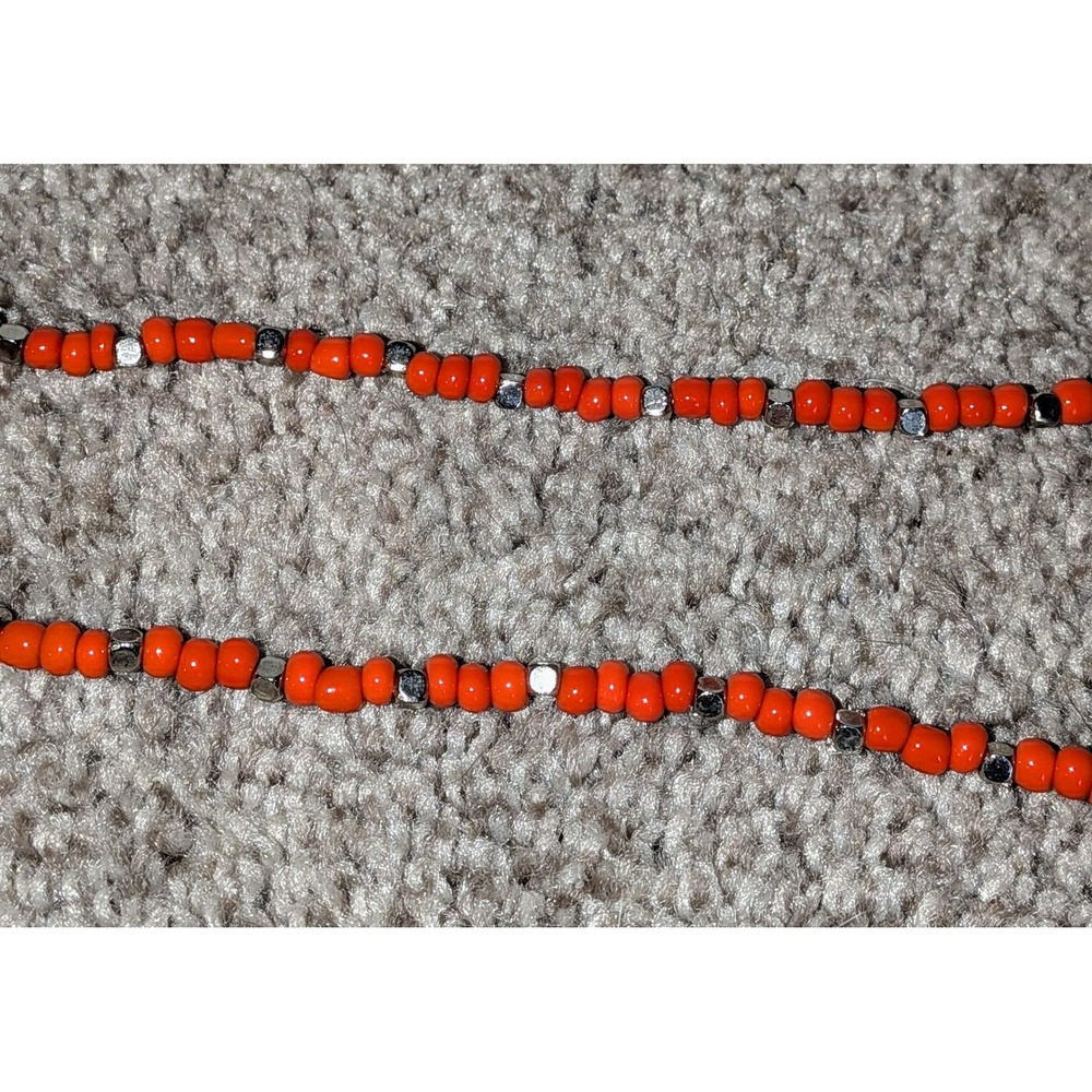 Disney Parks Orange Beaded Necklace Silver Tone Charm Halloween Costume Jewelry - Picture 6 of 6